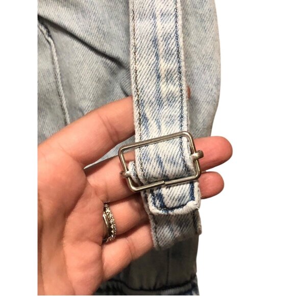 Light Blue Grunge Baggy Multi Pocket Oversize Hardware Carpenter Jeans Sz 15/32W - Picture 9 of 16